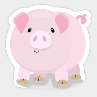 Cute pink pot bellied pig cartoon illustration Sticker